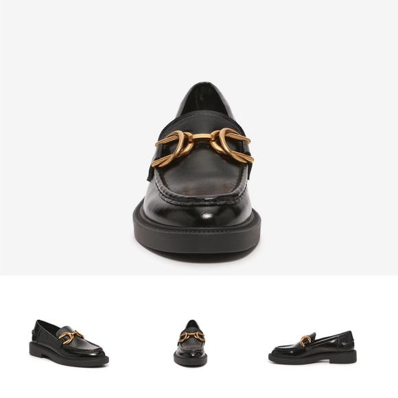 Steve Madden Black Patent Leather Lando Lug Loafers Womens Size 7.5 - Picture 2 of 4